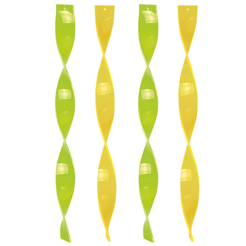 Gartendeko Sonnenfänger Spirale Gartenhänger fluoreszierend Gelb Grün 4-teilig