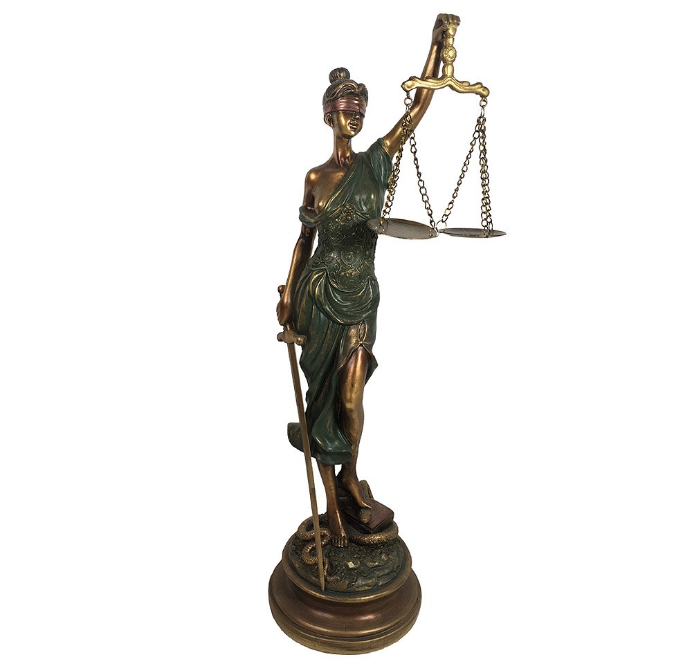 Große Justitia Figur Göttin der Gerechtigkeit Skulptur Kunstguss Bronze-Optik 50cm