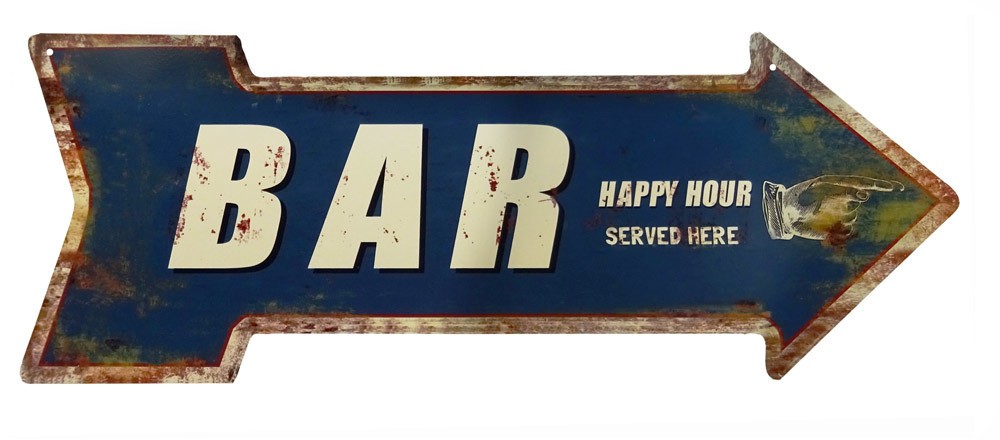 Nostalgisches Blechschild BAR Happy Hour Wegweiser Vintage 50x19cm