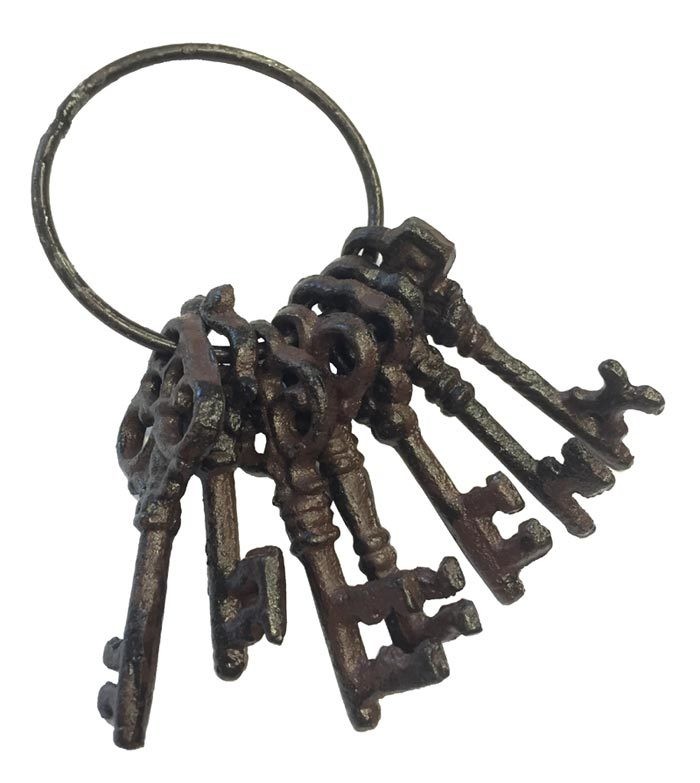 Deko Schlüsselbund Nostalgie 7 Schlüssel Vintage-Stil Gusseisen Antik-Stil Braun