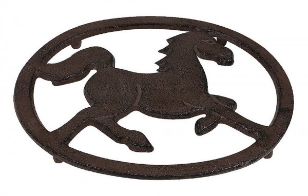 Topfuntersetzer Untersetzer Pferd Oval Gusseisen Antik-Braun 18,5x14cm