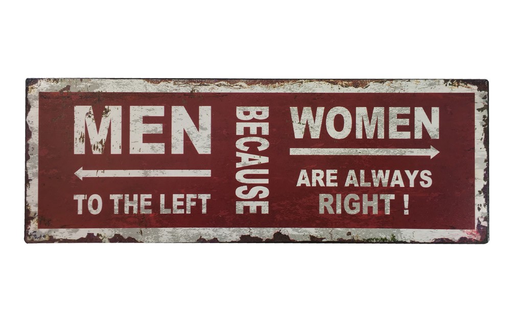 Vintage Blechschild MEN TO THE LEFT – WOMEN ARE ALWAYS RIGHT Schild Toilette