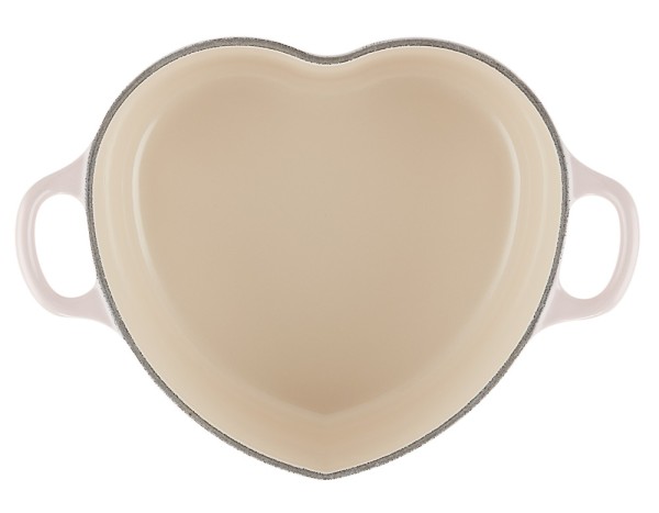 Le Creuset Herzbräter mit Herzknopf Gusseisen Shell Pink