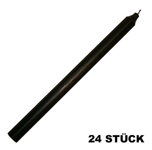 24 Stück Stabkerzen Schwarz Durchgefärbt 30 cm Lang Premium