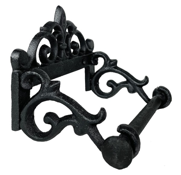 Toilettenpapierhalter Lilie Vintage Gusseisen WC-Papierhalter Antik-Stil Schwarz