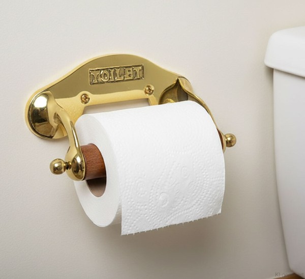 Toilettenpapierhalter Messing Maritim Nostalgie Schiff Holz Antik-Stil