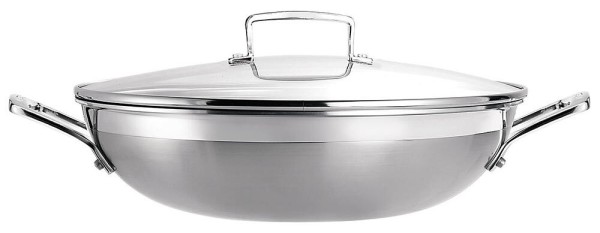 Le Creuset Wok Antihaft mit Deckel 3-Ply Edelstahl