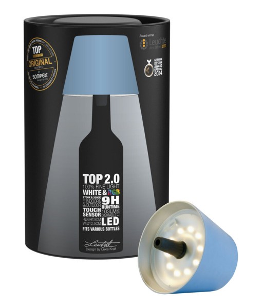 Sompex Flaschenleuchte TOP 2.0 Blau LED RGBW mit Akku