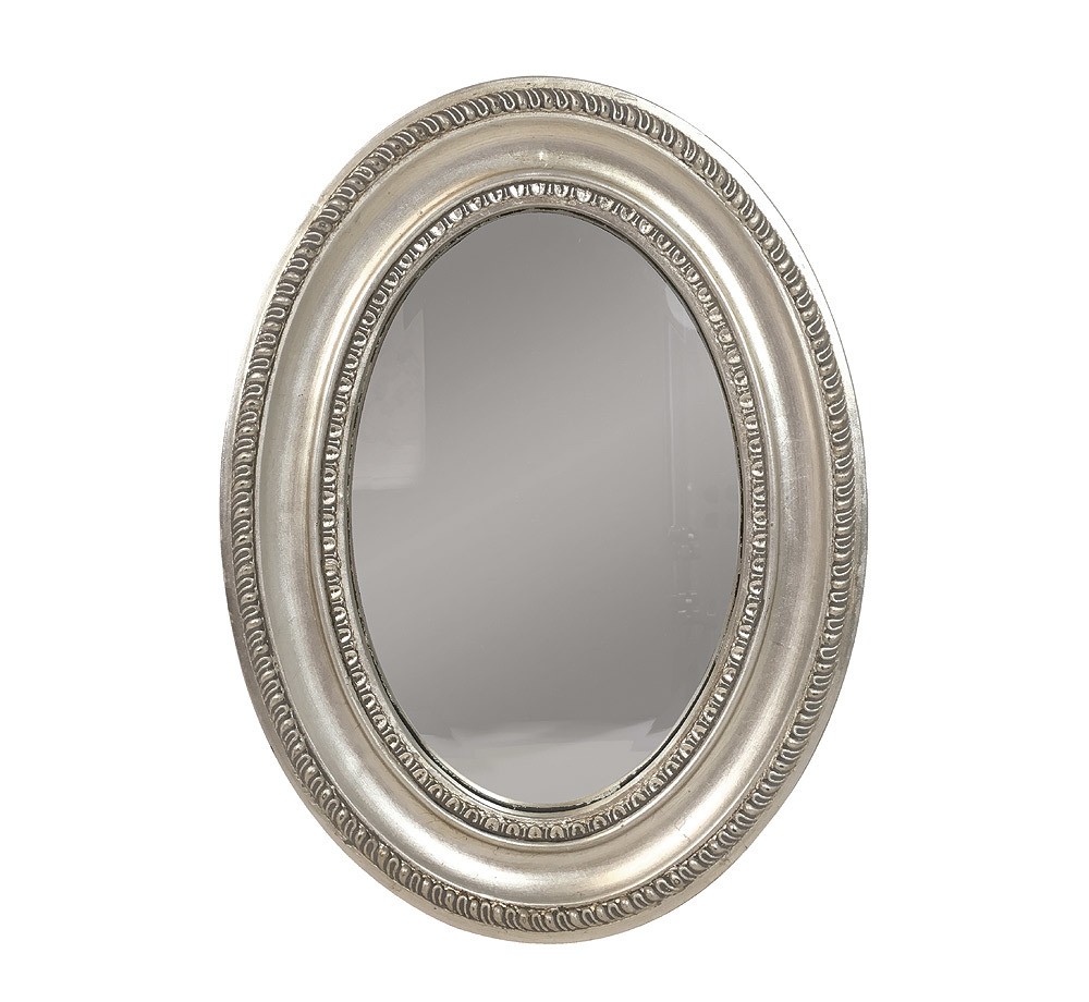 Wandspiegel Barock Oval Spiegel Holzrahmen Silber 39x29cm Wandspiegel Barock Oval Spiegel Holzrahmen Silber 39x29cm
