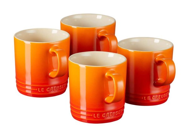 Le Creuset Tasse Becher 4er-Set Ofenrot Steinzeug 350ml