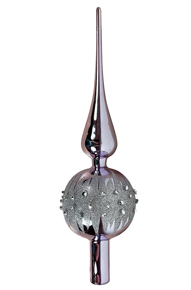 Christbaumspitze Lila Dekosteine Glitzer Echt Glas Weihnachtsbaumspitze 31cm Christbaumspitze Lila Dekosteine Glitzer Echt Glas Weihnachtsbaumspitze 31cm