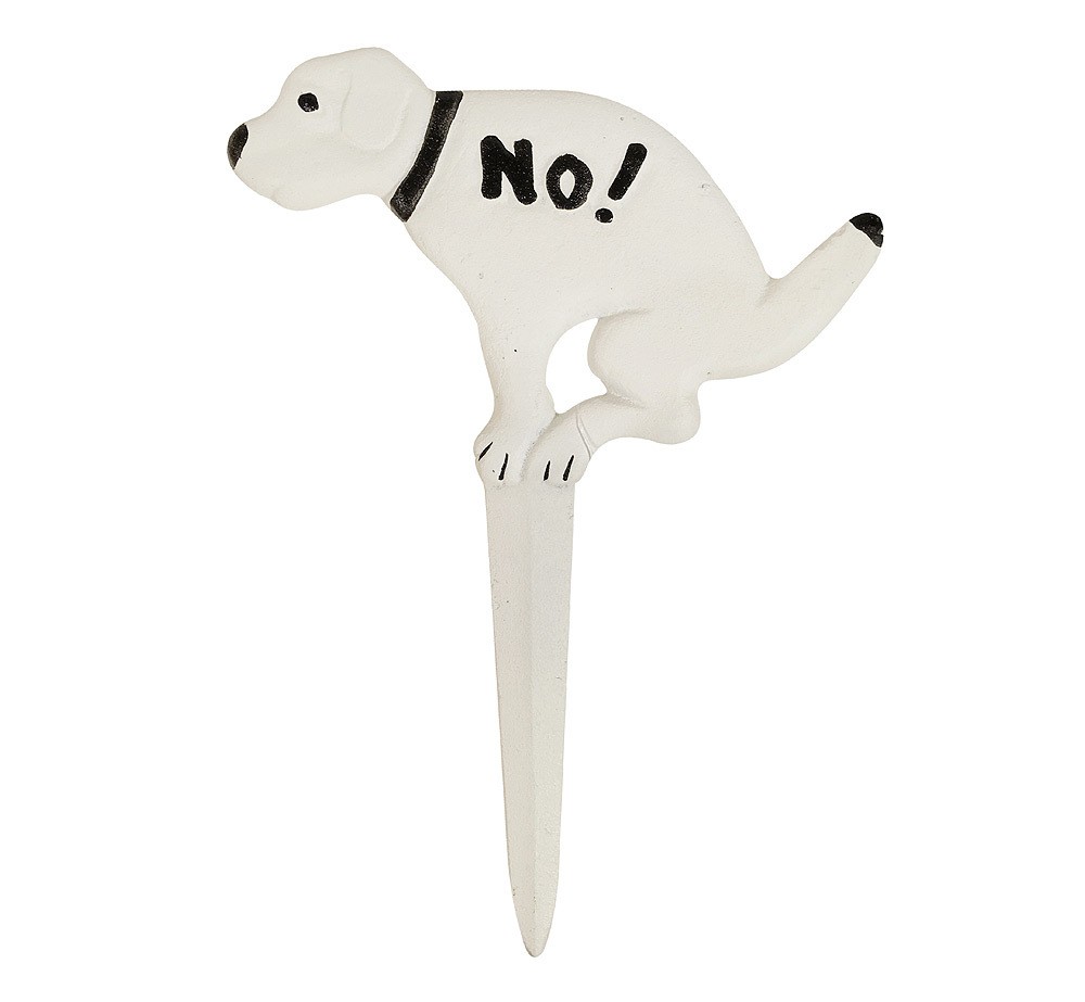 Hundehaufen Verboten Schild NO! Hundekot Verbotsschild Erdspieß Gusseisen Weiß