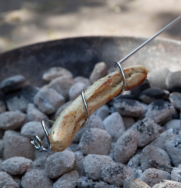 Würstchenspieß Würstchenhalter Spirale mit Holzgriff Grillwursthalter
