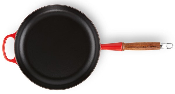 Le Creuset Bratpfanne mit Holzgriff Signature Gusseisen Kirschrot