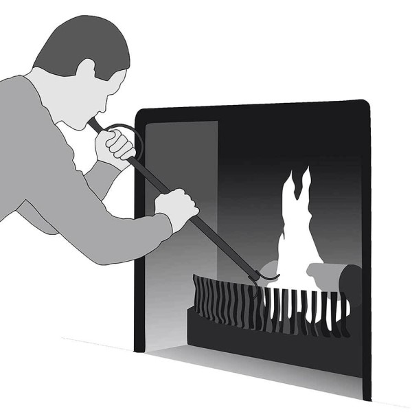 Boufadou Blasrohr Gusseisen Schwarz Flammenbläser Feuerrohr Kamin 72cm