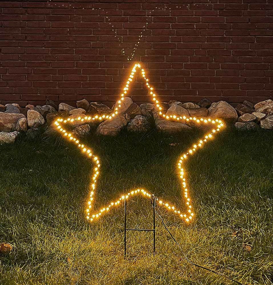 Weihnachtsstern Gartenstecker LED Stern Beleuchtet Warmweiß Weihnachten Außen 55cm