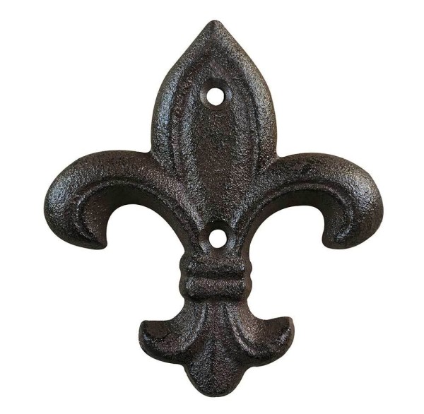 Französische Lilie Fleur-de-Lys Wanddekoration Gusseisen Antik-Stil Braun 11cm
