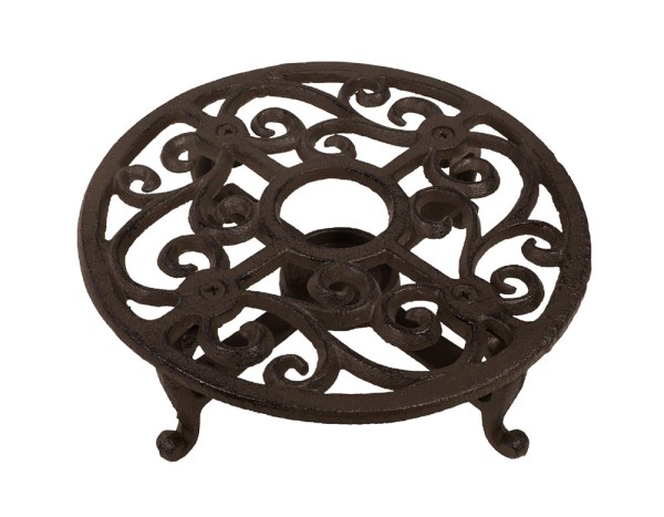 Stövchen Landhaus Warmhalteplatte Rund Gusseisen Rechaud Antik-Stil Braun 18,5cm