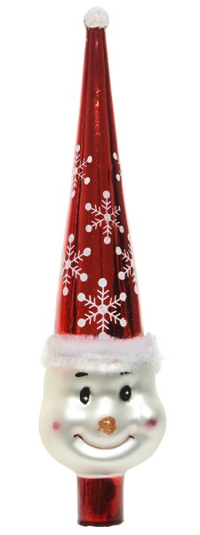 Christbaumspitze Schneemann Echt Glas Rot Weiß Weihnachtsbaumspitze 30cm