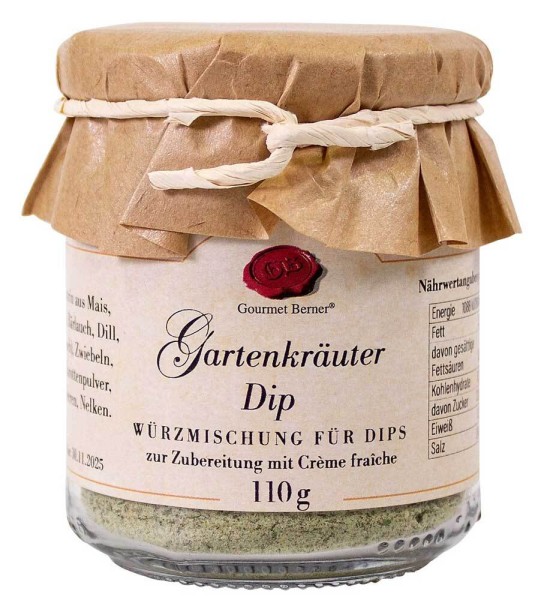 Gourmet Berner Gartenkräuter Dip Würzmischung für Créme Fraîche 110g