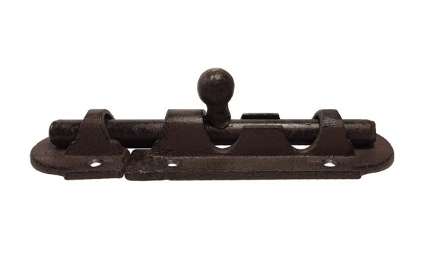 Rustikaler Türriegel Schlossriegel Schieberiegel Gusseisen Antik-Braun 19,5cm
