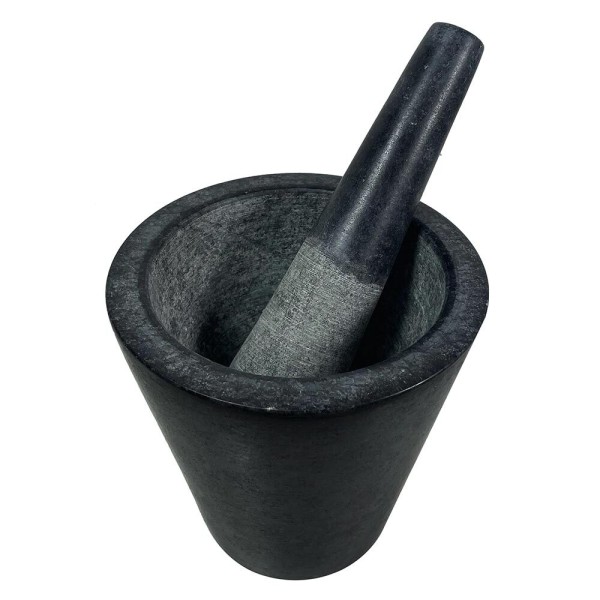Mörser mit Stößel Marmor Schwarz Konisch Naturstein Steinmörser 14cm