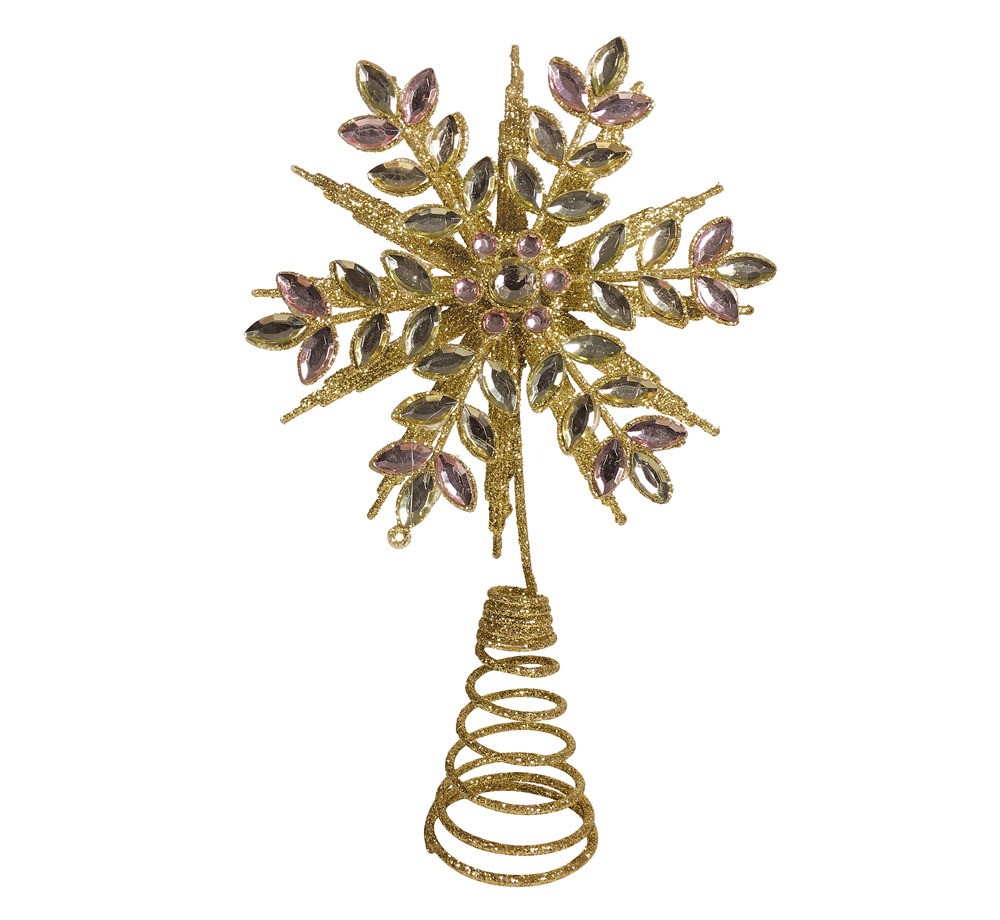 Christbaumspitze Weihnachtsbaumspitze Stern Schneeflocke Gold Glitzer Tannenbaumspitze 21cm