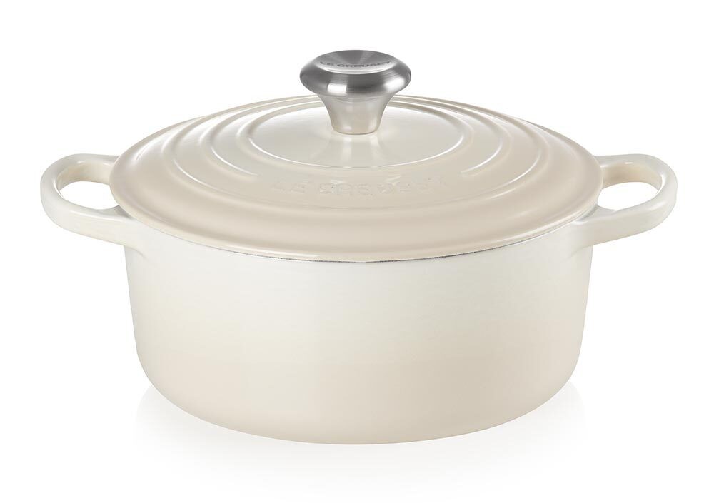 Le Creuset Sauteuse Signature Bräter flach Gusseisen Meringue 24cm