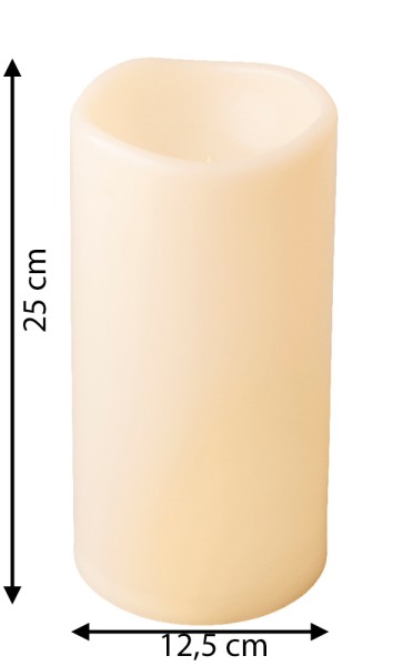 LED Kerze Stumpenkerze Elfenbein Outdoor Weiß Flammeneffekt Timer 25x12,5 cm