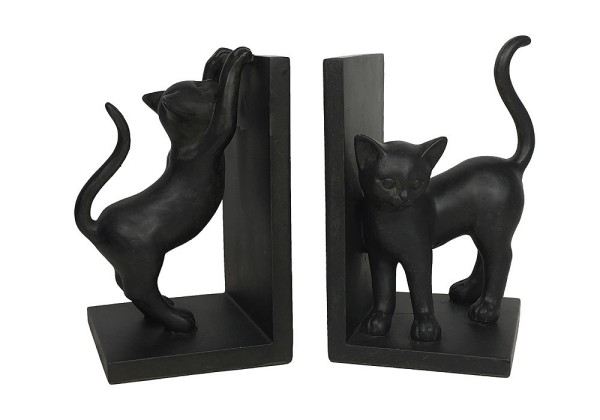 Buchstütze Katzen 2 Stück Buchständer Buchhalter Schwarz