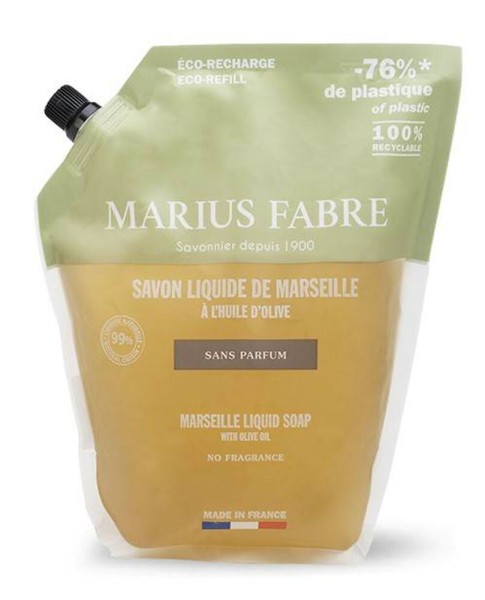 Marius Fabre Flüssigseife Parfümfrei (Sans Parfum) mit Olivenöl Nachfüllpack 1L