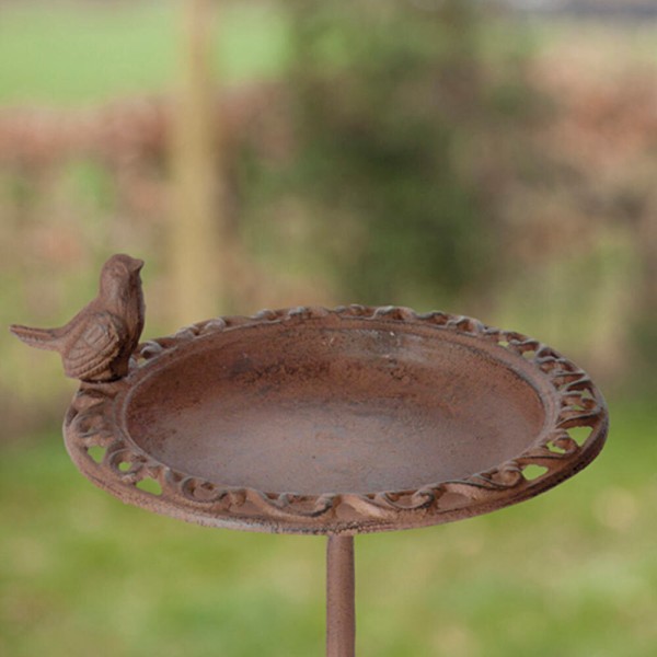Zauberhafte Vogeltränke mit Fuss Futterschale Vogelbad Vögelchen Gusseisen Braun