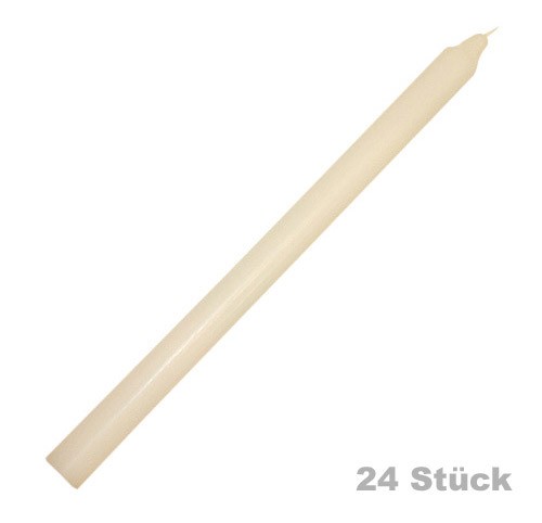 24 Stück Stabkerzen Elfenbein-Weiß Durchgefärbt 30 cm Lang Tropffrei Premium