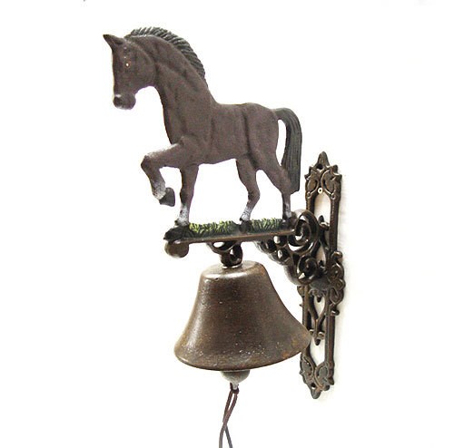 Türglocke Pferd Nostalgie Glocke Gusseisen Antik-Braun 42cm