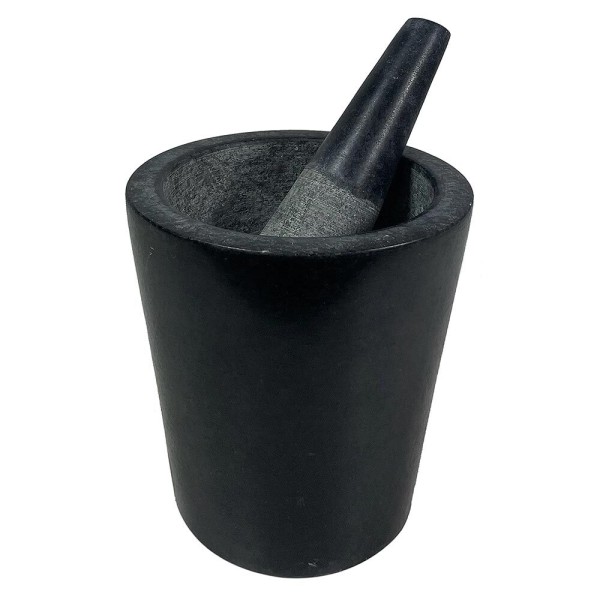Mörser mit Stößel Marmor Schwarz Konisch Naturstein Steinmörser 14cm