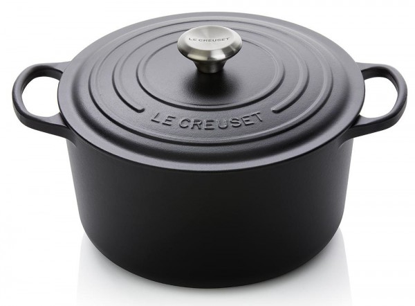 Le Creuset Bräter Signature Rund Hoch Gusseisen Schwarz 24cm
