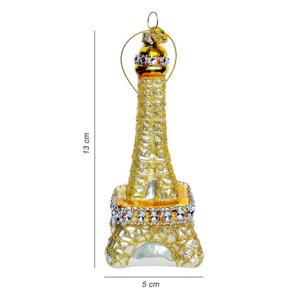 Christbaumschmuck Eiffelturm Paris gold Christbaumanhänger Echt Glas Weihnachten