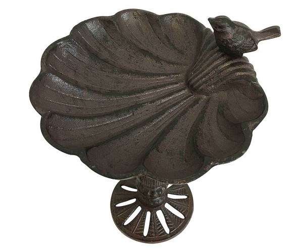 Vogeltränke Muschel Gusseisen auf Ständer Vogelbad Muschelform Antik-Stil
