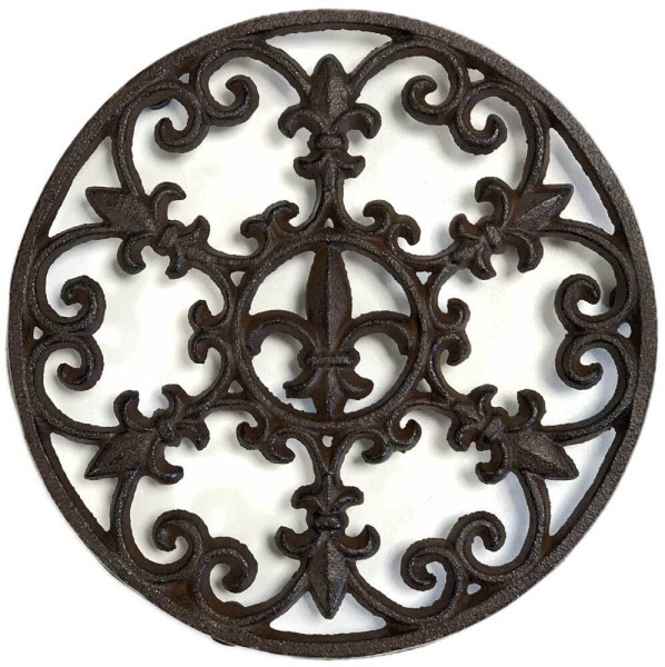 Topfuntersetzer Metall Rund Lilie aus Gusseisen Untersetzer Antik-Stil 17,5cm