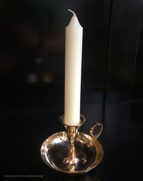 Kerzenhalter mit Henkel Biedermeier-Stil Kerzenständer Messing poliert