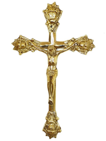 Wandkreuz aus Messing Kreuz zum Aufhängen Jesus-Christus Kruzifix 32cm