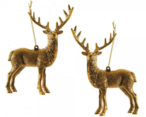 Christbaumschmuck Rentier gold Hirsch 2 Stück Weihnachtsbaumschmuck