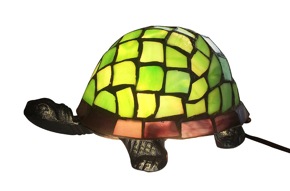 Tiffany-Leuchte Schildkröte Tiffanylampe Tischlampe Tischleuchte Grün