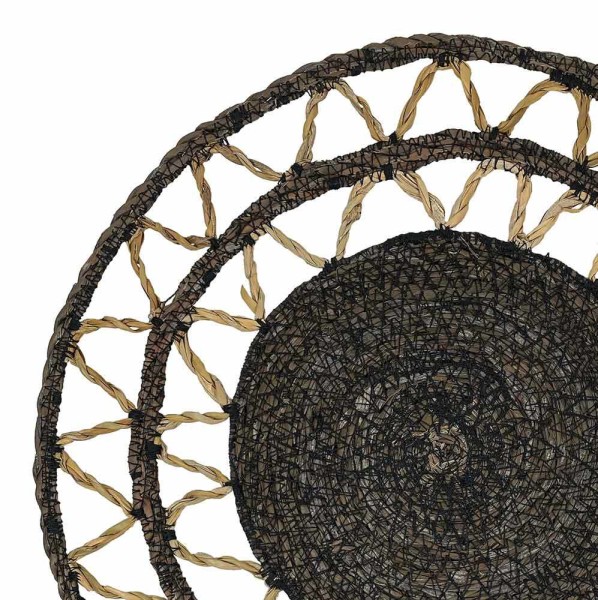 Tischset Rund Seegras geflochten Natur 2 Stück Boho Platzset Natur Braun