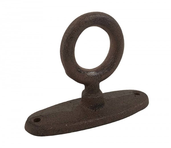 Anbindering mit Platte Gusseisen Antik-Stil Befestigungsring Braun 6cm