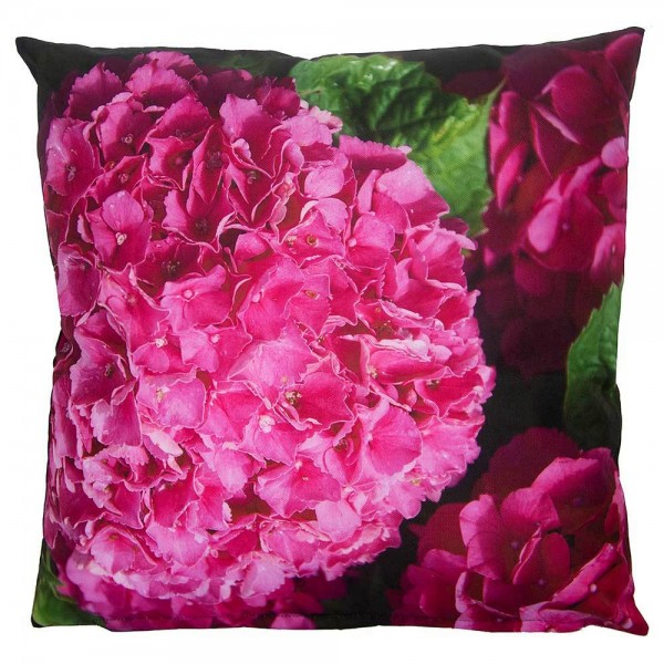 Outdoor Kissen Hortensie Pink Gartenkissen Blume Wasserabweisend 40 x 40 cm