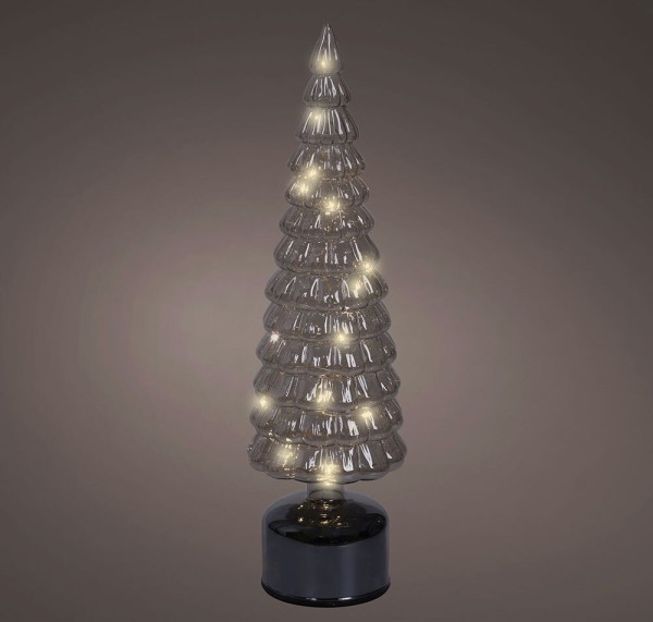 Weihnachtsbaum Glas Grau LED Bewegung Dekoleuchte Timer Tischleuchte Weihnachten 38cm