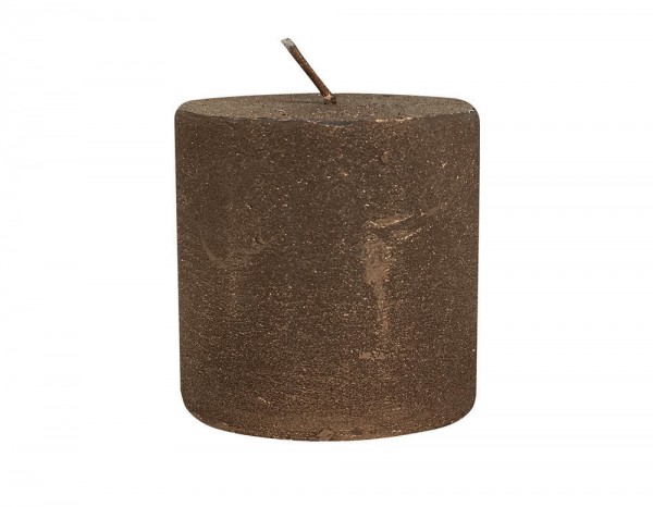 4 Rustic Stumpenkerzen Premium Kerze Kupfer lackiert 5x5cm - 15 Std Brenndauer