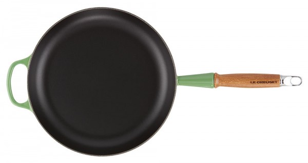 Le Creuset Bratpfanne mit Holzgriff Signature Gusseisen Bamboo Green 28cm