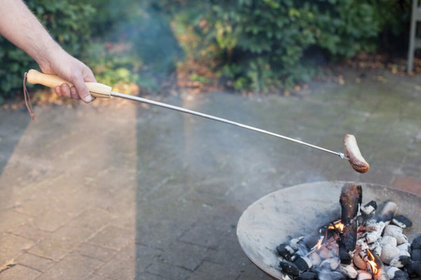 Teleskop-Grillgabel Grillspieß für Feuerkorb und Feuerschale Holzgriff 80cm